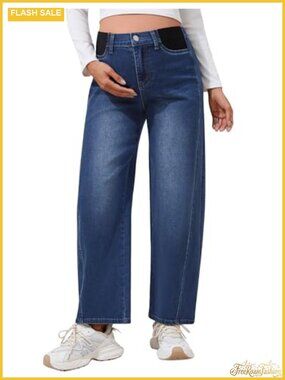 Maternity Wide Leg Jeans with Expandable Waist